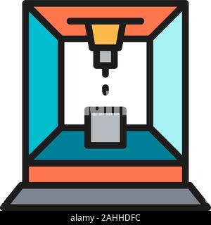 Laser cut machine flat color line icon. Isolated on white background Stock Vector