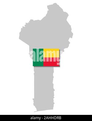 Flag and map of Benin Stock Photo