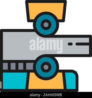 Metal plate rolling machine, metalworking flat color line icon. Stock Vector