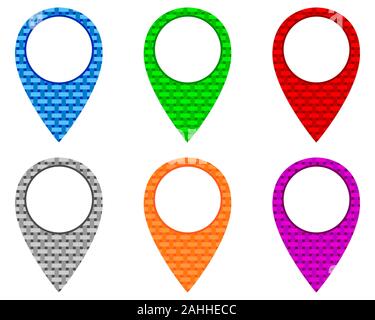 Locator pins in various patterns Stock Photo