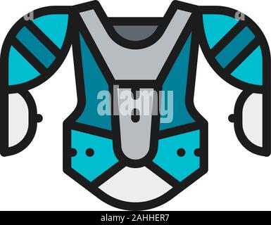Hockey uniform, sports sweater, sweatshirt flat color line icon. Stock Vector