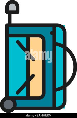 Hockey sports bag flat color line icon. Isolated on white background Stock Vector