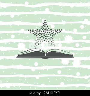 Open book vector icon with stars over it. Flat design. Open book logo. Vector Illustration Stock Vector