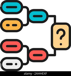 Hockey game scheme, tournament brackets, tactics flat color line icon. Stock Vector