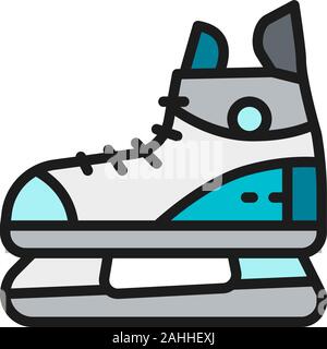 Skates, sport equipment flat color line icon. Isolated on white background Stock Vector