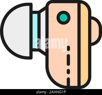 Hearing aid, wireless headphones color line icon. Isolated on white background Stock Vector