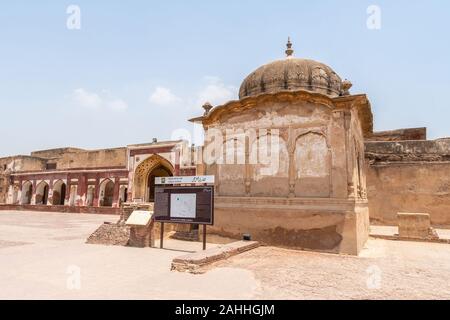 Lahore Fort Picturesque View of Sheesh Mahal Courtyard on a Sunny Blue Sky Day Stock Photo