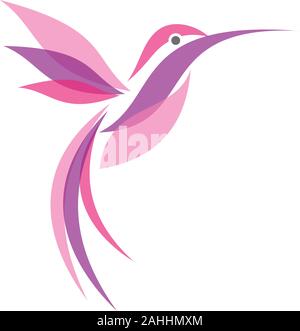 Colorful fliying Hummingbird in flat style for your best business icon symbol. Hummingbird vector symbol for element design. Vector illustration EPS.8 Stock Vector