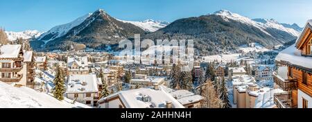 City view at Davos Dorf in Winter, Grisons, Switzerland Stock Photo