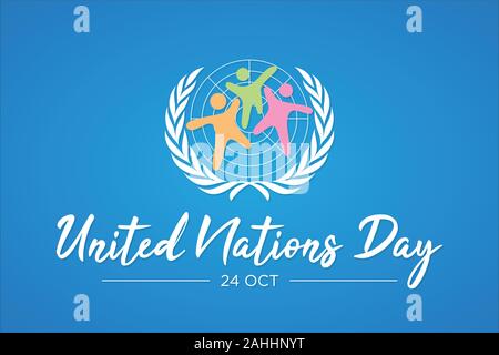 United nation day letter vector with abstract people. United nation day text banner. Vector illustration EPS.8 EPS.10 Stock Vector