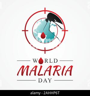 World malaria day with graphic target mosquito. International holiday concept design vector. Vector illustration EPS.8 EPS.10 Stock Vector