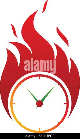 Clock fire deadline vector icon in abstract style. Fire icon isolated on white background. Vector illustration EPS.8 EPS.10 Stock Vector