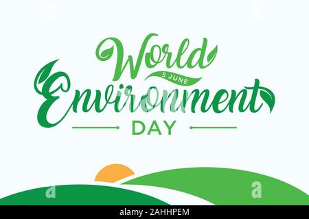 Letter world environment day with hill on the white background. World environment day element design. Vector illustration EPS.8 EPS.10 Stock Vector