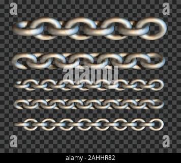 silver metal chains. 3d realistic vector Stock Vector