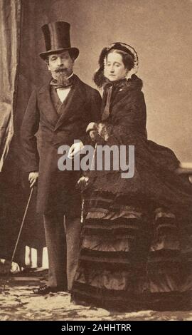 Eugene Disderi , Portrait of the emperor Napoleon 3 and the empress Eugenie de Montijo Stock Photo
