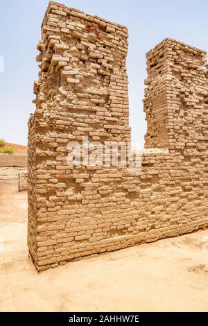 Larkana Mohenjo Daro Archaeological UNESCO World Heritage View of Dikshit DK Area Villa Wall of Wealthy Residents on a Sunny Blue Sky Day Stock Photo