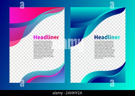 cover of brochure, flyer design, abstract background with waves, wavy elements of design, layout of modern presentation, template of leaflet, vector illustration Stock Vector