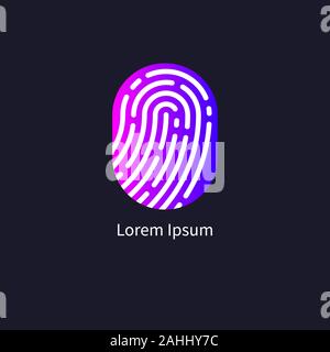 finger print icon, id logo, fingerprint sign, biometric gradient blue symbol, vector illustration Stock Vector