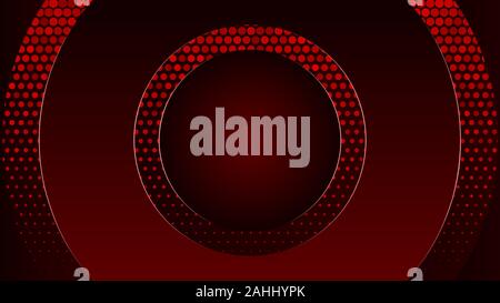 Futuristic luxury background with glitter, geometric technology 3D frame, vector abstract banner, flyer, digital template, red dark vip card Stock Vector