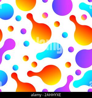 Amoeba shapes, liquid shapes seamless pattern, abstract gradient memphis banner, organic science background, vector colour illustration Stock Vector