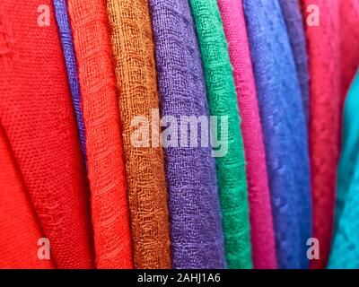 traditional turkish milticolored fabric pieces. Stock Photo