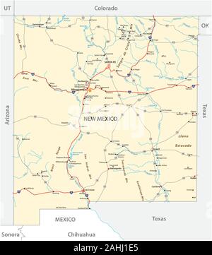 road map of the US American State of New Mexico Stock Vector