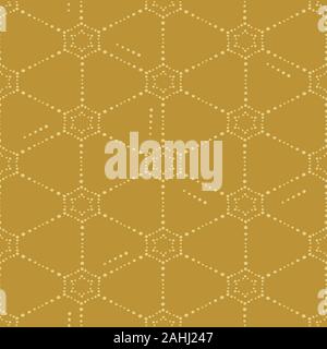seamless vector pattern with dotted netting ornaent on a mustard yellow background Stock Vector