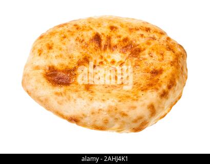 freshly baked tandoor uzbek bread (Obi non) isolated on white background Stock Photo