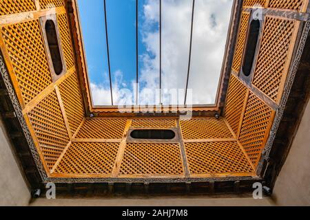 Khaplu Town Khapalu Palace Picturesque View of the Ceiling on a Sunny Blue Sky Day Stock Photo