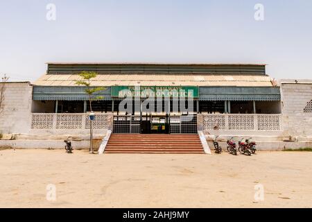 Sukkur Main Railway Station Picturesque View of the Reservation Office Entrance on a Sunny Blue Sky Day Stock Photo