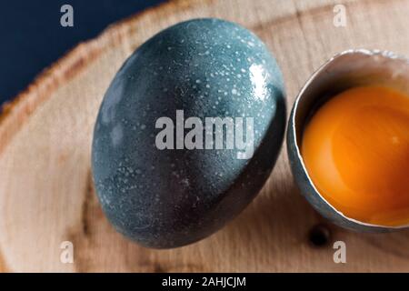 Multi-colored chicken eggs. Easter holiday. Spring. Decor Stock Photo