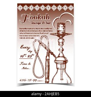 Hookah Lounge And Bar Advertising Poster Vector Stock Vector