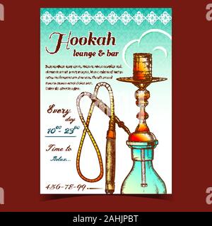 Hookah Lounge And Bar Advertising Poster Vector Stock Vector