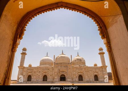 Derawar Abbasi Mosque Breathtaking Picturesque View next to Nawab Palace on a Sunny Blue Sky Day Stock Photo