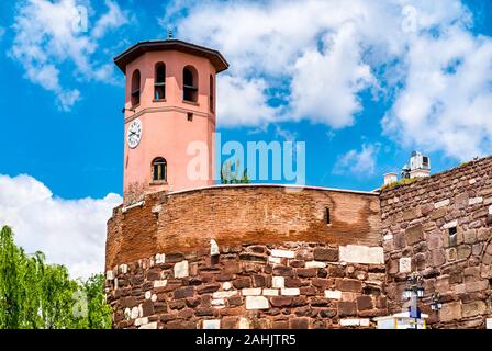 Clock tower at Ankara Castle in Turkey Stock Photo