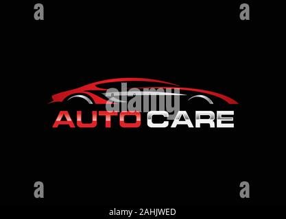 Auto car Logo Template vector icon Silver and red colors, Garage. Car Services symbol. Cars sign illustration. Automobile logo symbol. Stock Vector