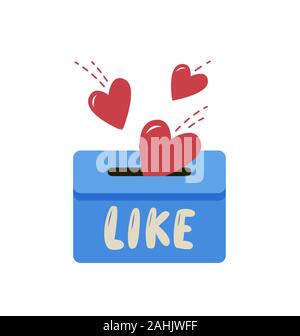Like symbols, falling in box or mailbox. Funny vector illustration Stock Vector
