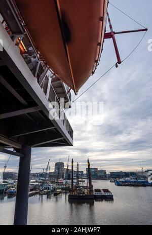 Overlooking Amsterdam Houthavens from REM Eiland, a restaurant located on top of a former offshore platform. Stock Photo