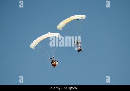 Zeltweg, Styria, Austria - September 02, 2016: Unidentified paracutists  by public airshow named airpower16 Stock Photo