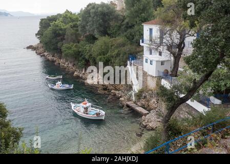 Ithaca in Greece: the pretty vlllage and harbour of Kioni Stock Photo