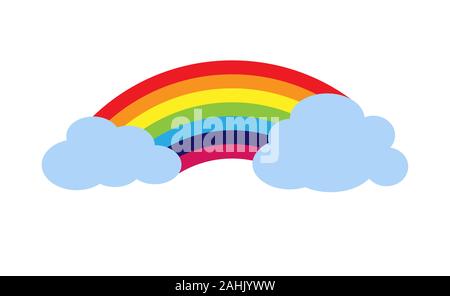 Color vector drawing of clouds and rainbows for books, design and decoration. Isolated on a white background. Flat style Stock Vector