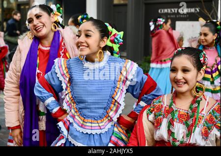 Performers from Carnaval del Pueblo. Preview Event, LNYDP@Covent Garden. Some of LNYDP's best performers kicked started the festivities. Covent Garden, London. UK Stock Photo