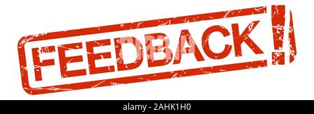 red grunge stamp with frame, big exclamation mark and text FEEDBACK! Stock Vector