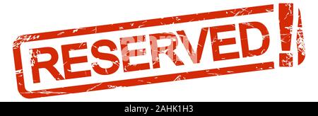 red grunge stamp with frame, big exclamation mark and text RESERVED! Stock Vector