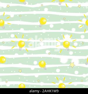 Seamless pattern with shining bulbs on simple background. Vector Illustration. Stock Vector