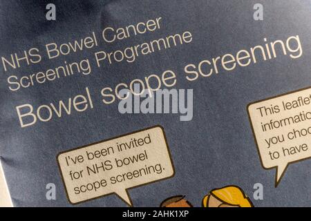 NHS bowel cancer screening programme - leaflet with information about bowel scope screening Stock Photo