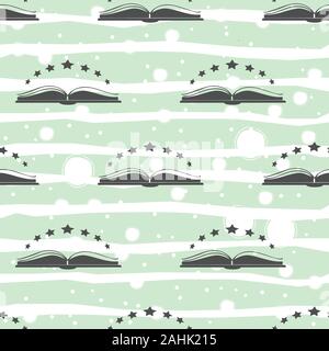 Open book icon with with stars above it. Isolated icon of an open book on white background. Vector Illustration Stock Vector