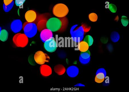 Out of focus Christmas tree fairy lights - background or overlay Stock Photo