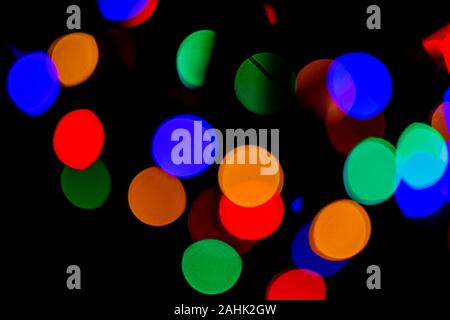 Out of focus Christmas tree fairy lights - background or overlay Stock Photo