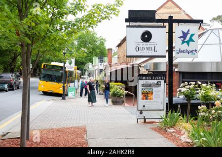 Hahndorf main street, Hahndorf , a small town of german origins, with buildings in german style, near Adelaide, Hahndorf, South Australia Stock Photo